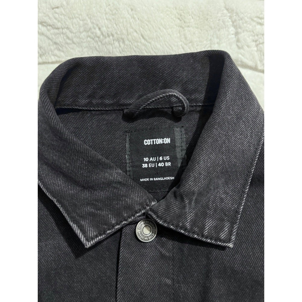 Cotton On Black Denim Trucker Jacket Oversized Relaxed Fit Women's US 6 - Picture 12 of 14